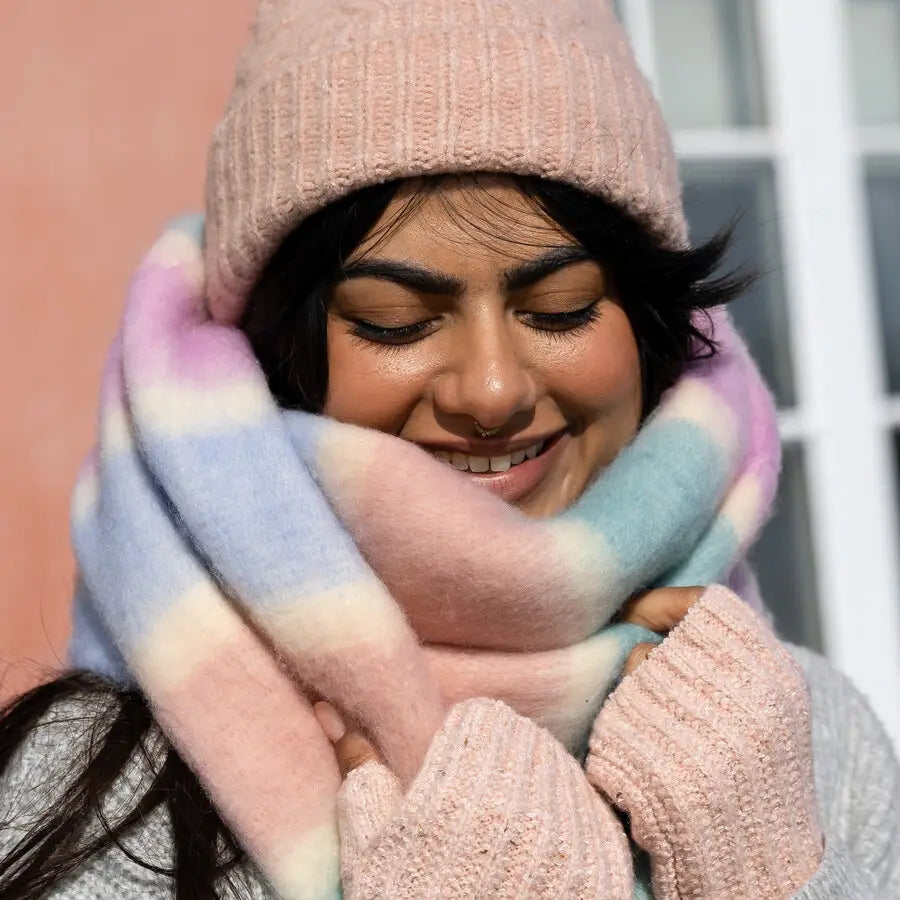 Winter Scarves - Cream Pastel Stripe