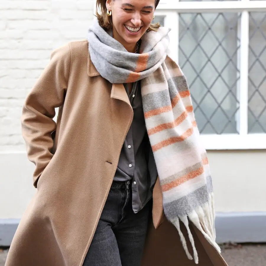 Winter Scarves - Terracotta Stripe