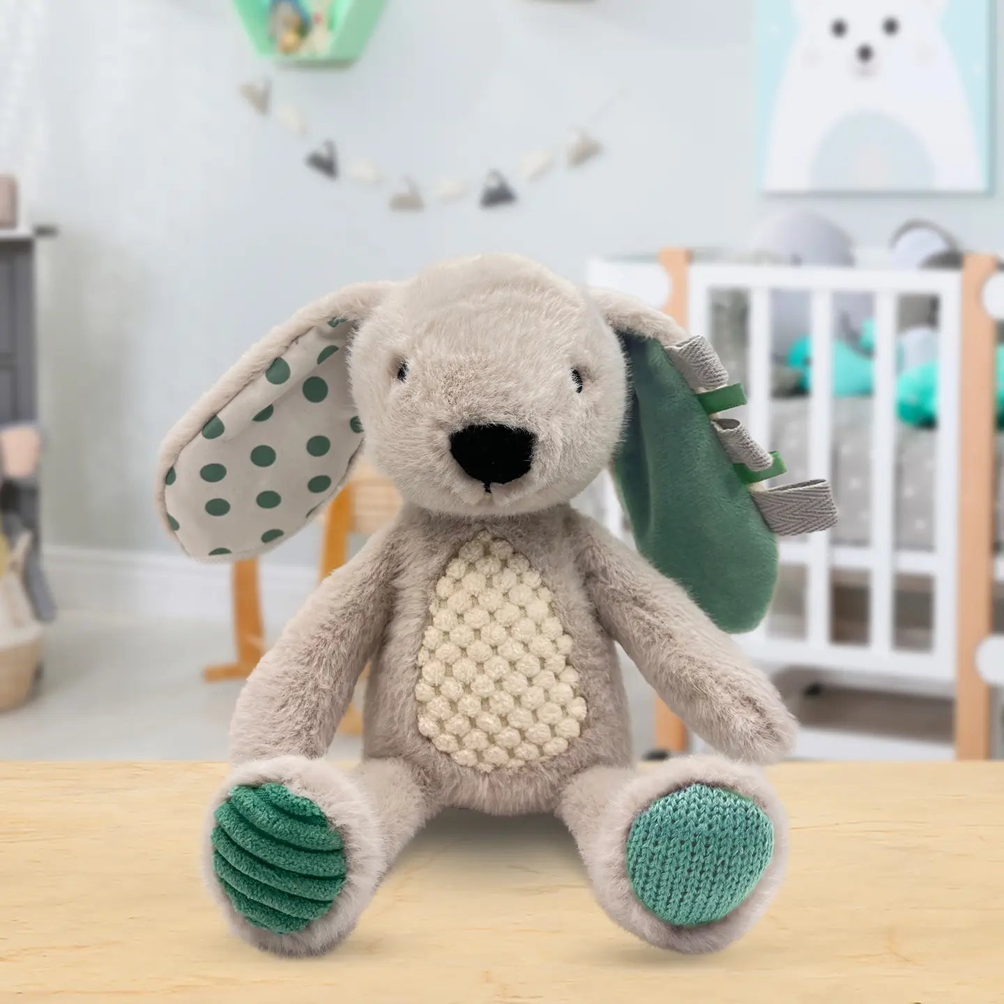 Sensory Snuggables Small Plush Bunny Grey and Sage