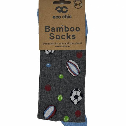 Bamboo Socks - Grey Sports Balls