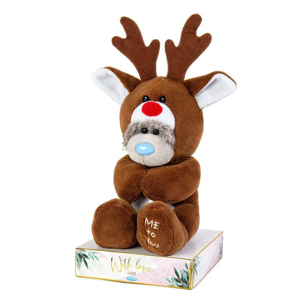 Me to You Tatty Teddy Christmas Reindeer Bear On Gift Plinth