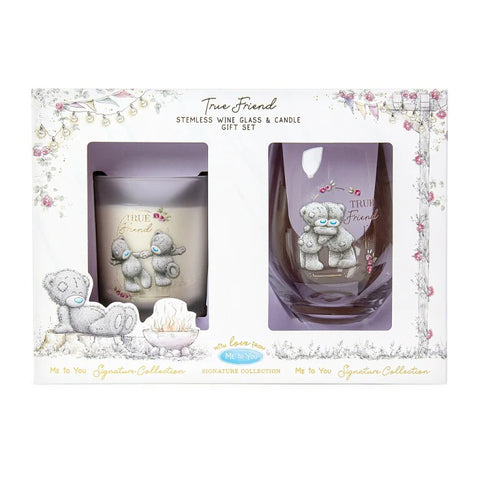 Me to You Tatty Teddy 'True Friend' Wine Glass and Candle Gift Set - Official Signature Collection