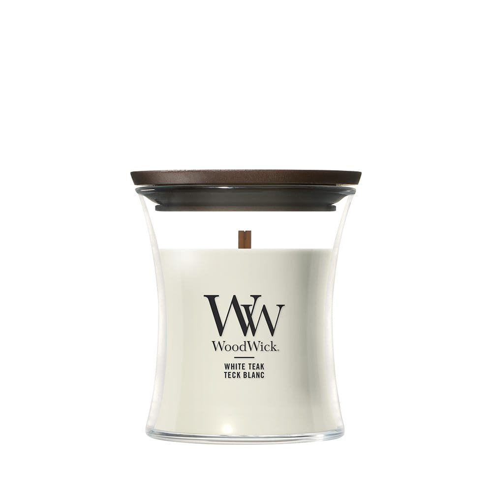 Mini Hourglass Candle - White Teak