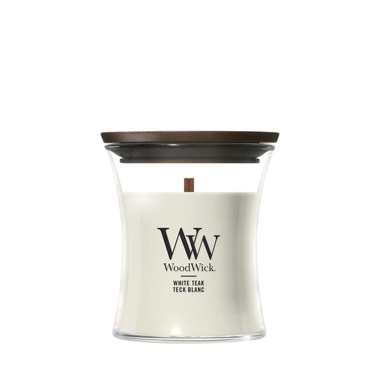 Mini Hourglass Candle - White Teak