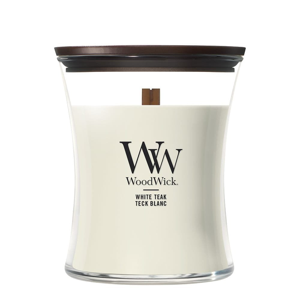 Medium Hourglass Candle - White Teak