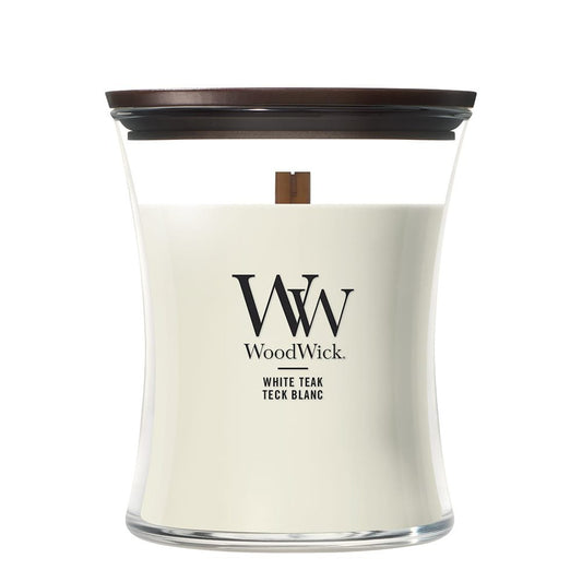 Medium Hourglass Candle - White Teak