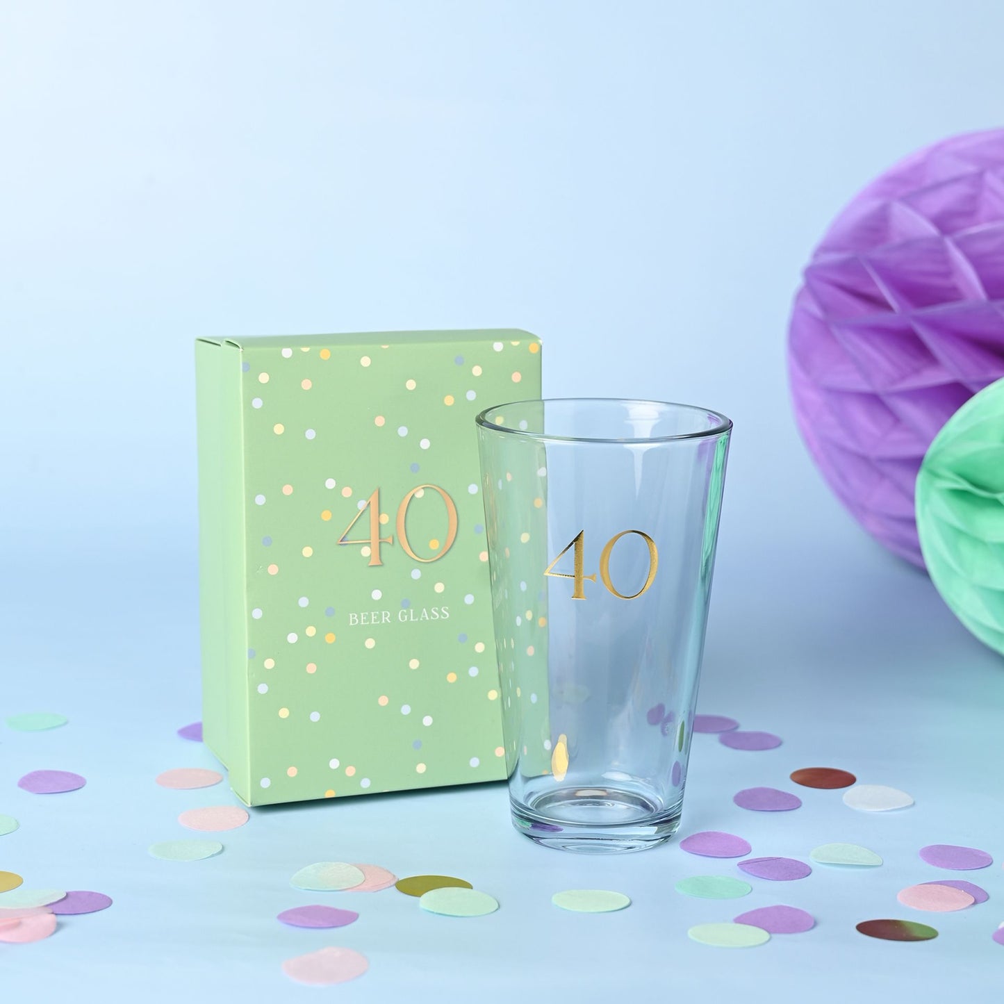 Confetti Beer Glass - 40th