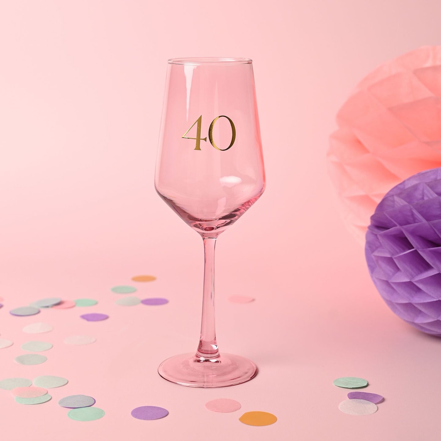 Confetti Wine Glass - 40th