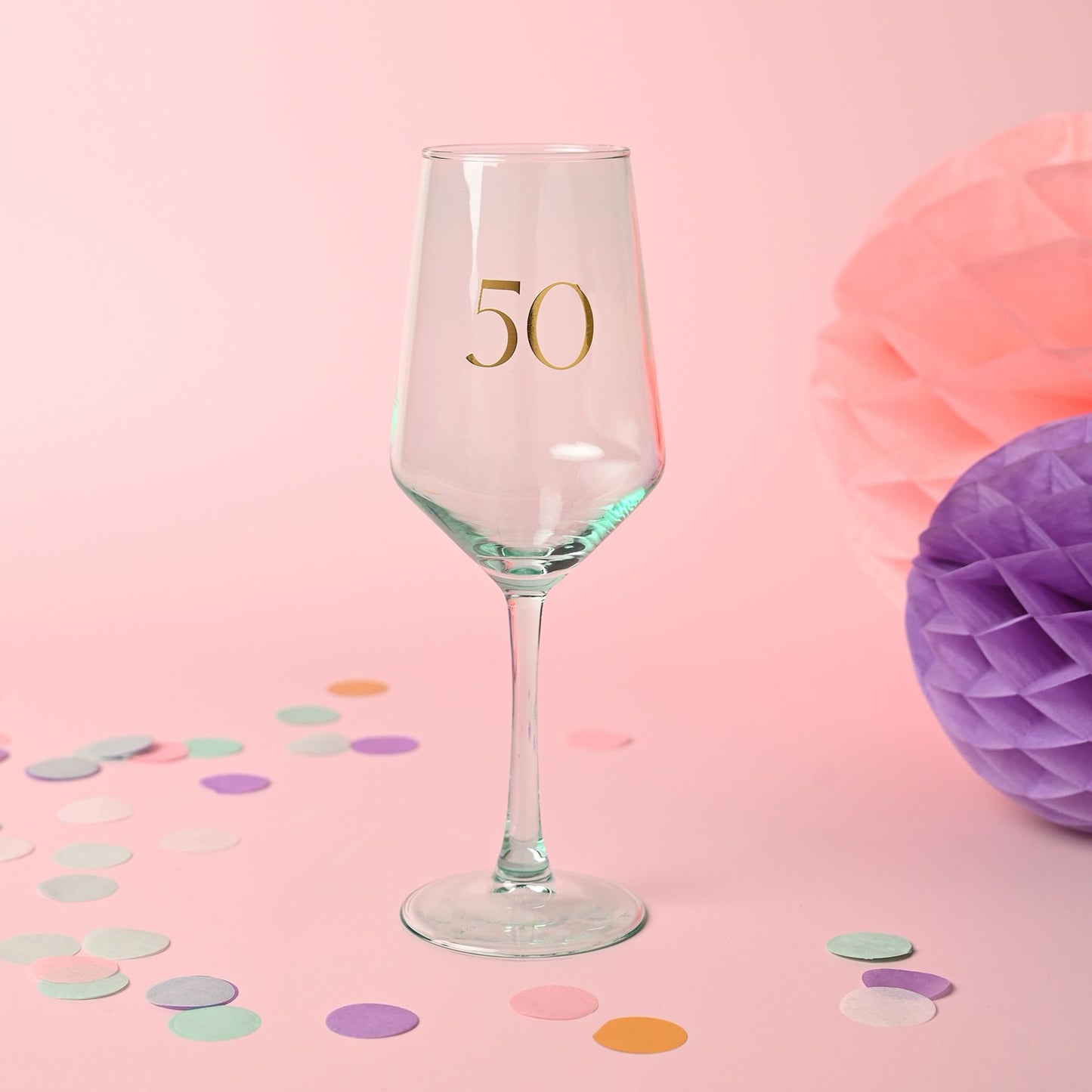 Confetti Wine Glass - 50th
