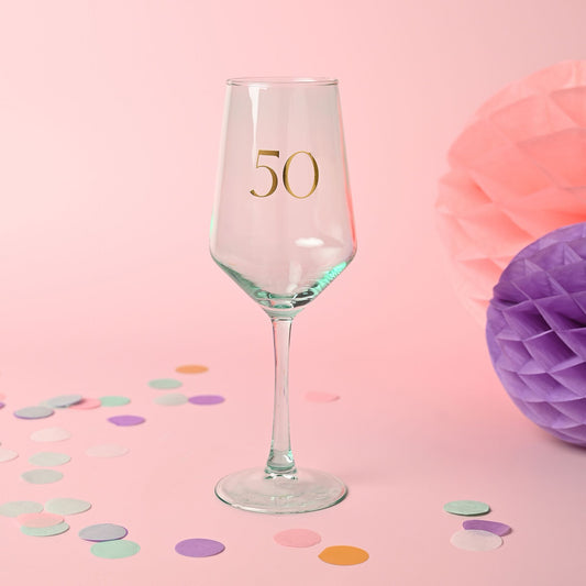 Confetti Wine Glass - 50th