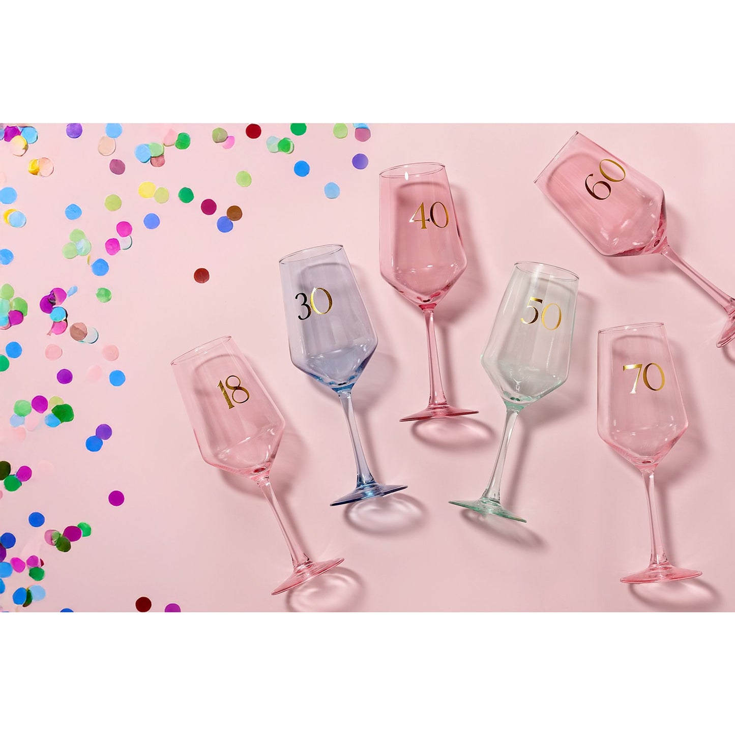 Confetti Wine Glass - 60th