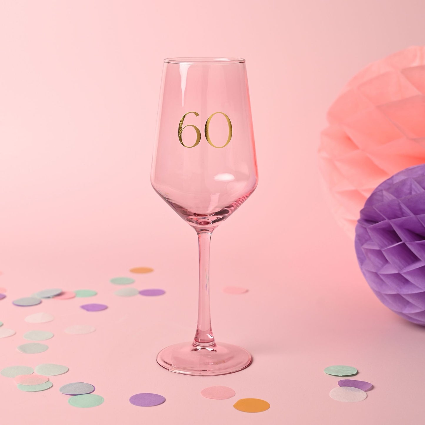 Confetti Wine Glass - 60th