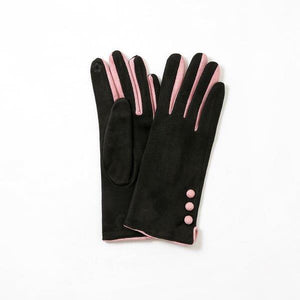 Gloves - Plain - Black/Pink