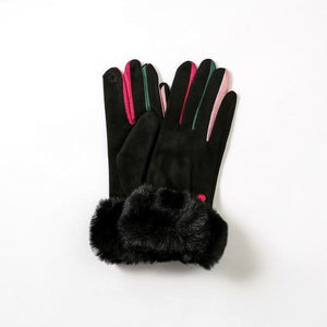 Gloves - Furry Cuff - Black