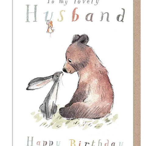 Husband Birthday Card - Bear, Hare, Mouse