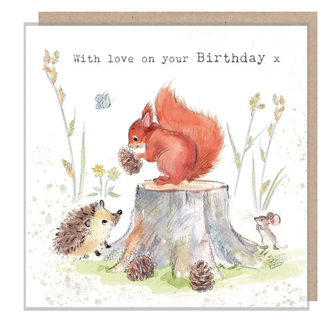 Cute Squirrel Card- with Love On Your Birthday