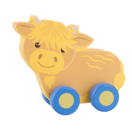 Highland Cow Wooden First Push Toy