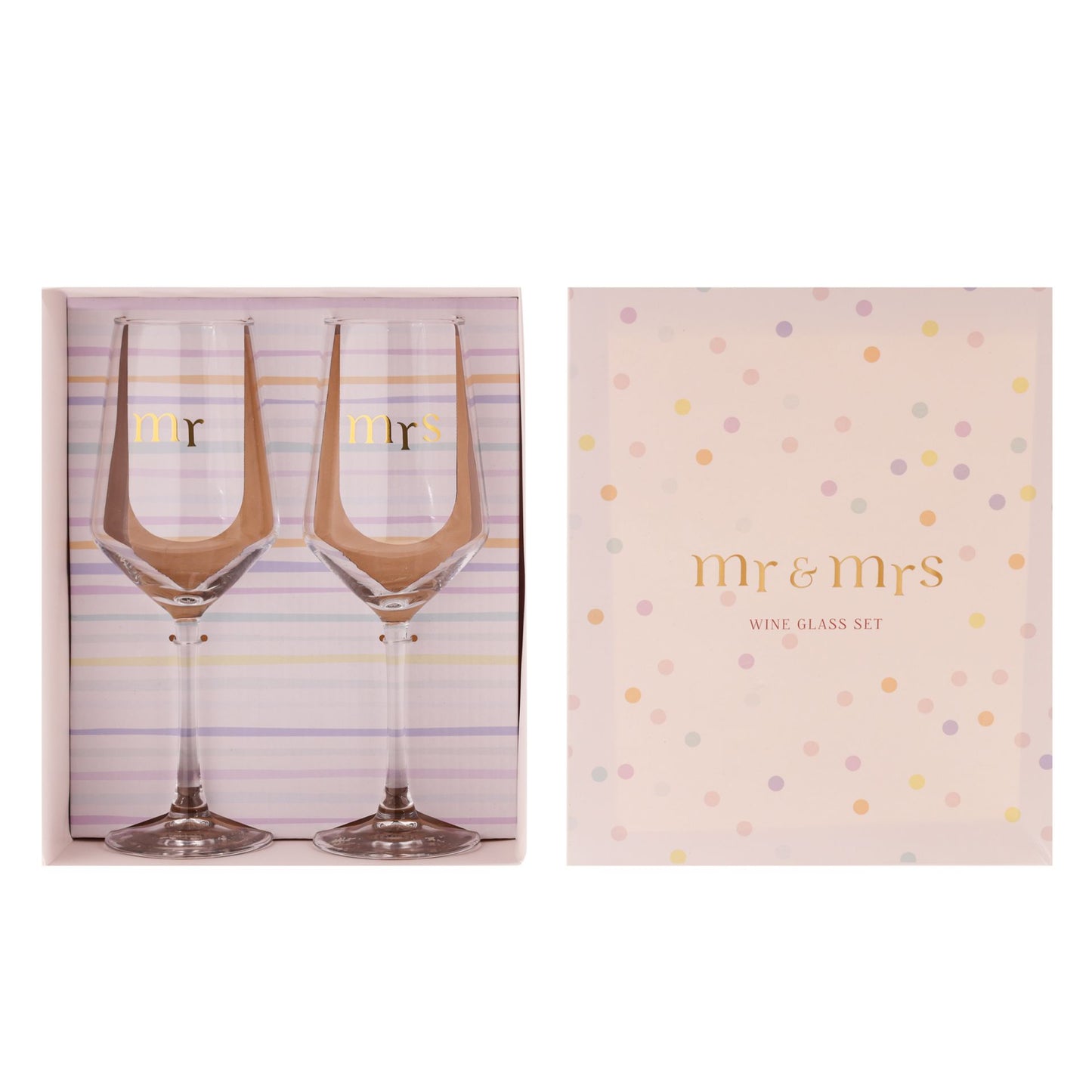 Confetti Wine Glass Set - Mr & Mrs