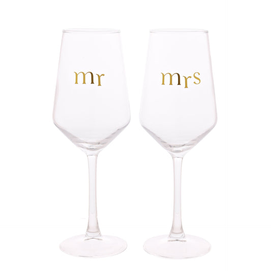 Confetti Wine Glass Set - Mr & Mrs