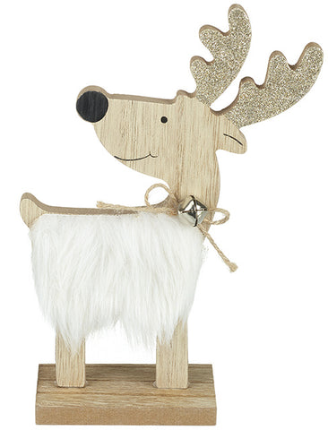 White Fur Wooden Reindeer