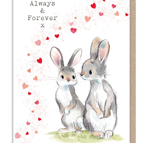 Always and Forever - Rabbits with Hearts