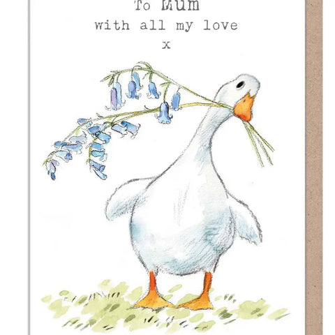 Mum Card - Duck with Flowers