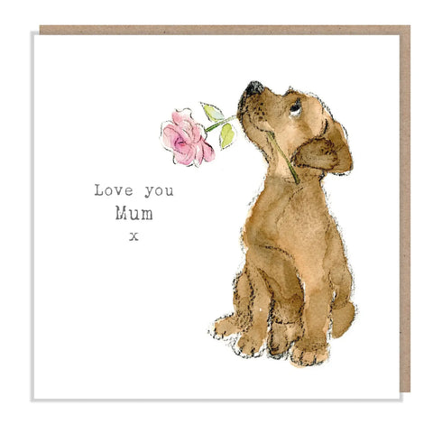 Cute Dog Card - Love You Mum - Chocolate Labrador