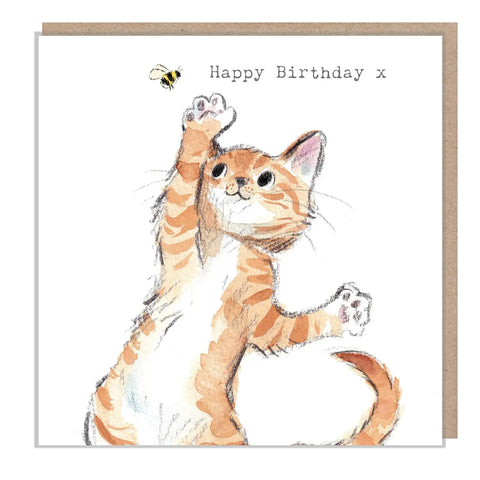 Cute Cat Birthday Card - Cat with Bee