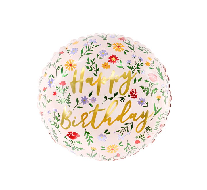 18” Birthday Balloon - PartyDeco - Floral Happy Birthday