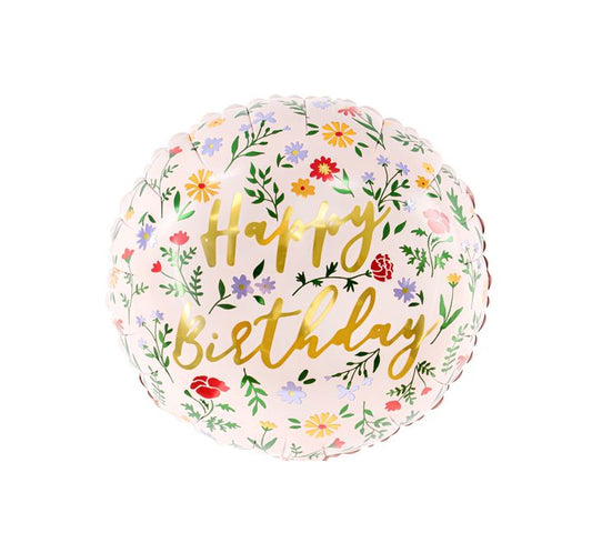 18” Birthday Balloon - PartyDeco - Floral Happy Birthday