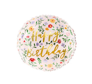 18” Birthday Balloon - PartyDeco - Floral Happy Birthday