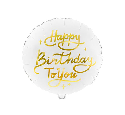 18” Birthday Balloon - PartyDeco - White Happy Birthday
