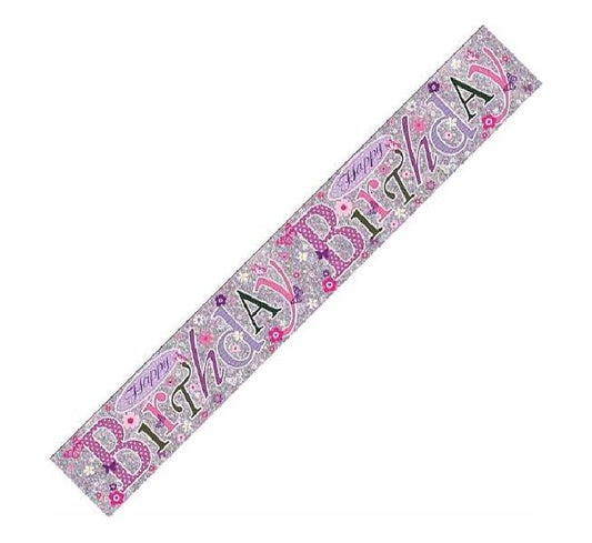 Simon Elvin - 9ft Silver Holo Happy Birthday Banner