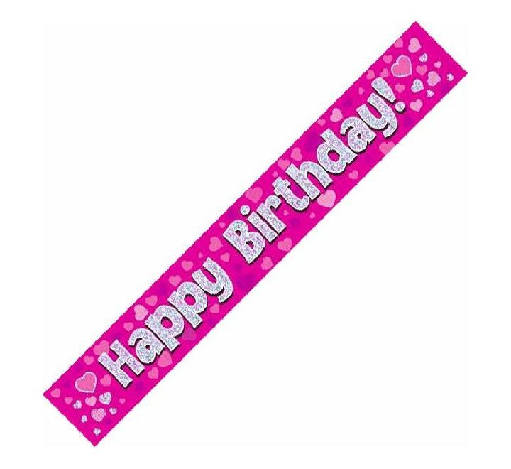 Oaktree - 9ft Pink Holo Happy Birthday Banner