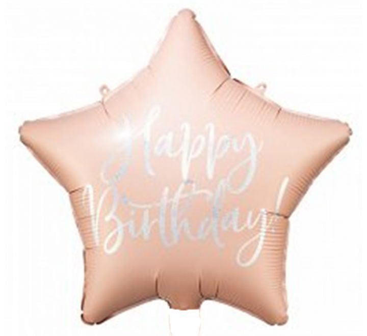 18” Birthday Balloon - PartyDeco - Rose Star Happy Birthday