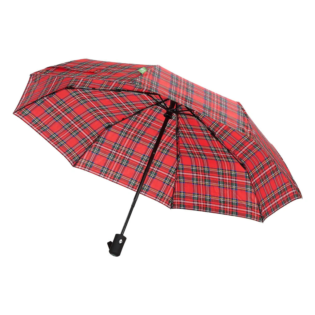 Automatic Folding Umbrella - Red Tartan