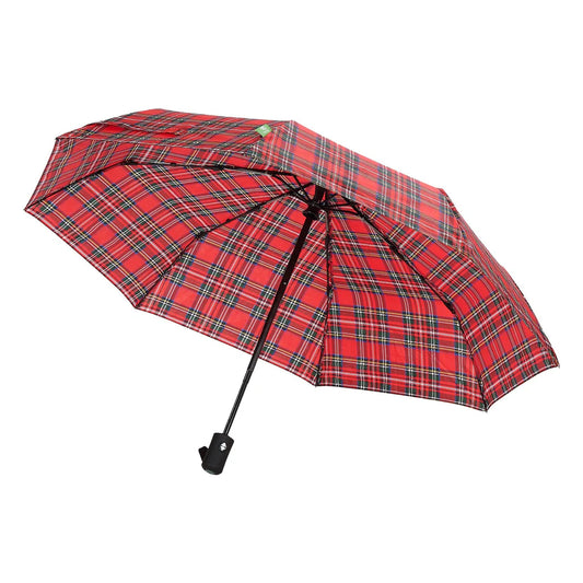 Automatic Folding Umbrella - Red Tartan