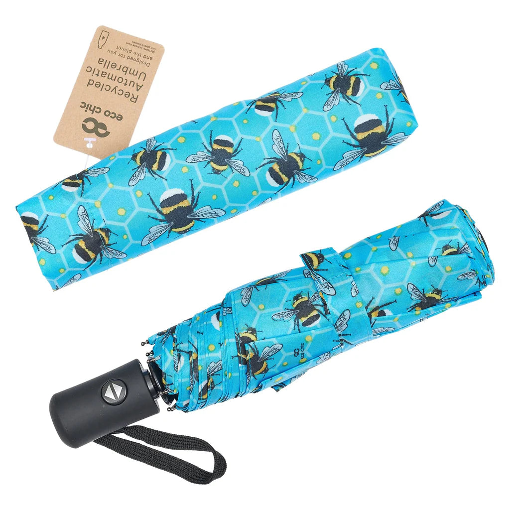 Automatic Folding Umbrella - Blue Bumblebee