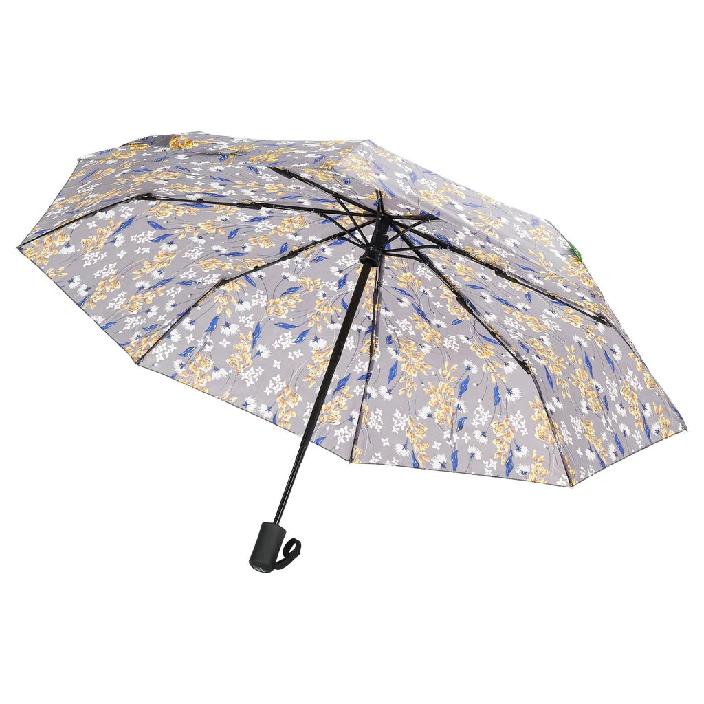 Automatic Folding Umbrella - Grey Flowers