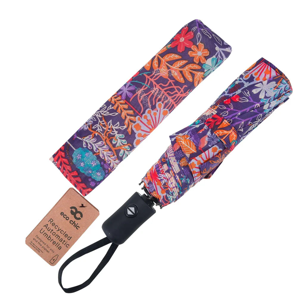 Automatic Folding Umbrella - Lush Floral