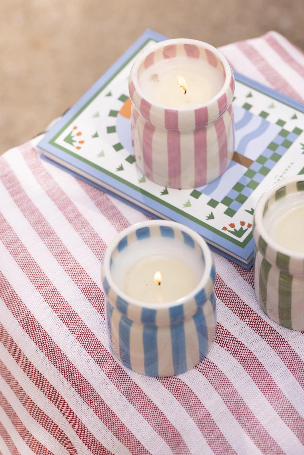 Pink Stripe Candle