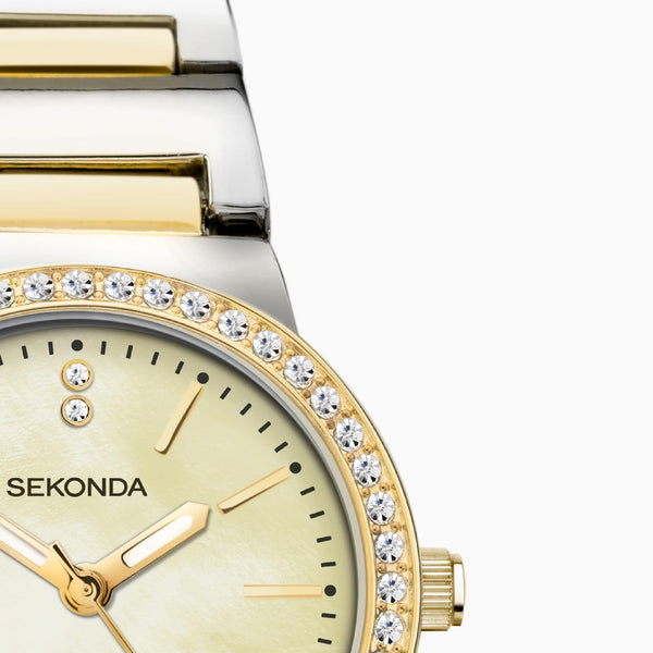 Sekonda Amelia Ladies Watch | Two Tone Case & Alloy Bracelet with Champagne Dial