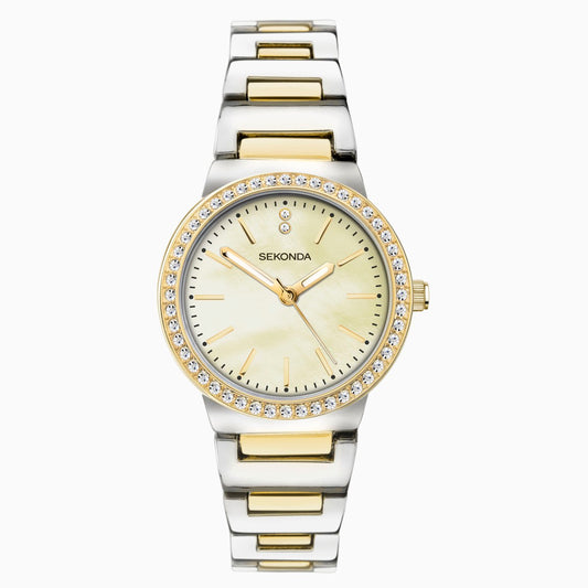 Sekonda Amelia Ladies Watch | Two Tone Case & Alloy Bracelet with Champagne Dial