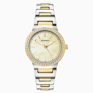 Sekonda Amelia Ladies Watch | Two Tone Case & Alloy Bracelet with Champagne Dial