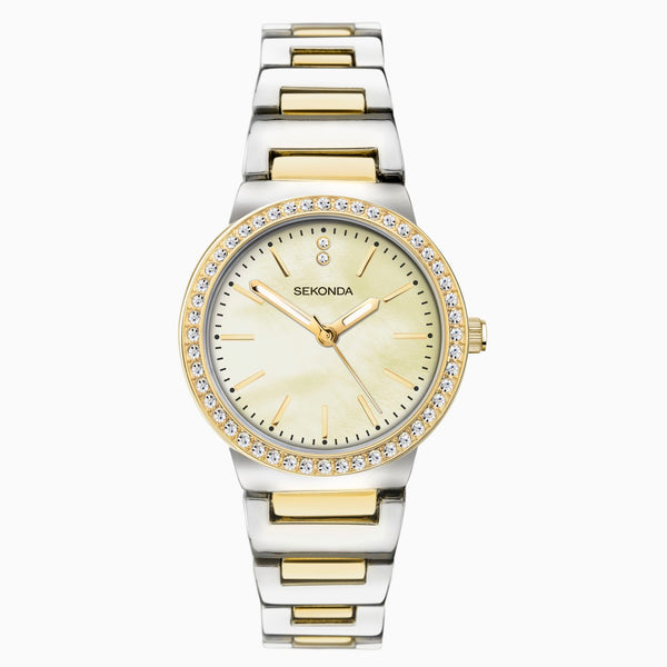 Sekonda Amelia Ladies Watch | Two Tone Case & Alloy Bracelet with Champagne Dial