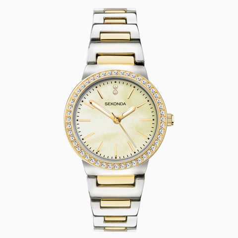 Sekonda Amelia Ladies Watch | Two Tone Case & Alloy Bracelet with Champagne Dial