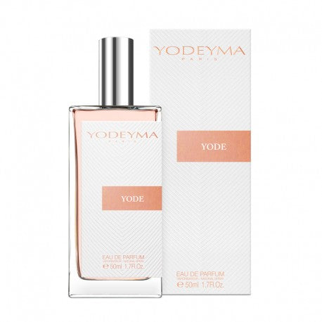 A bottle of Yodeyma Eau de Parfum 50ml with its packaging. Orange citrus notes and enigmatic sandalwood are the perfect combination in this floral perfume in which you imagine a idilic garden in bloom. Smells like: Bloom by Gucci