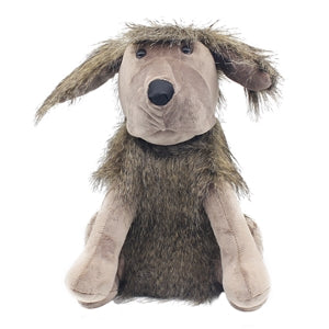 Fluffy Grey Dog Doorstop