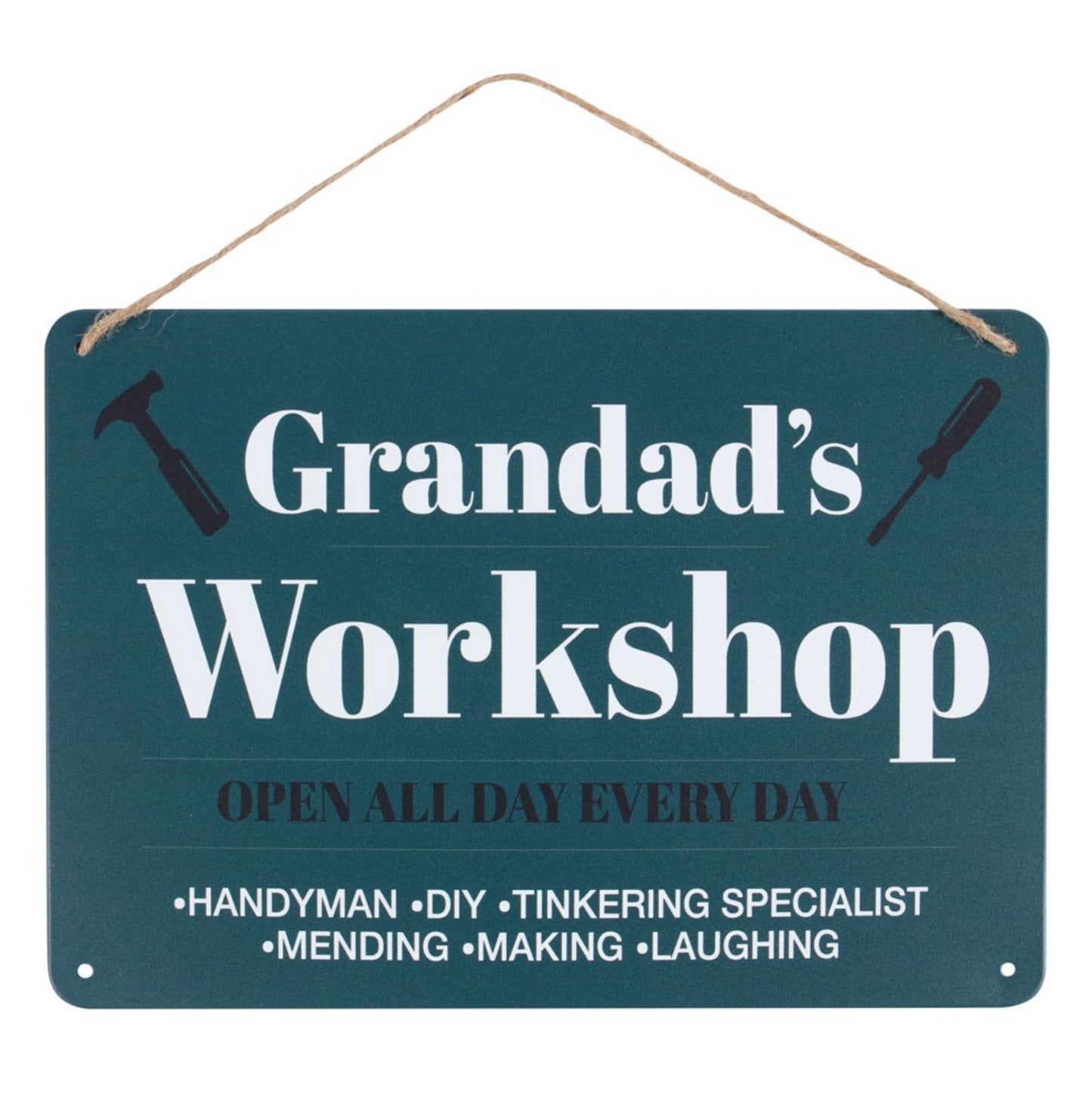 Grandads Workshop Green Metal Sign