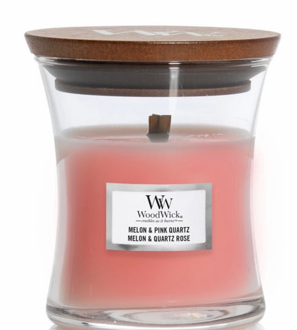 Woodwick - Mini Hourglass candle - Melon & Pink Quartz